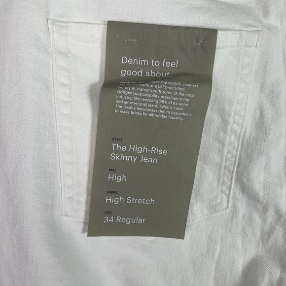 Everlane The Authentic Stretch High Rise Skinny Cotton Jean White Plus Size 34 - Picture 8 of 10